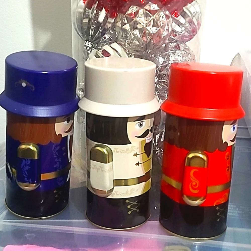 Nutcracker Cookie Tin Cans,Soldiers, Stockings ,3 pcs.